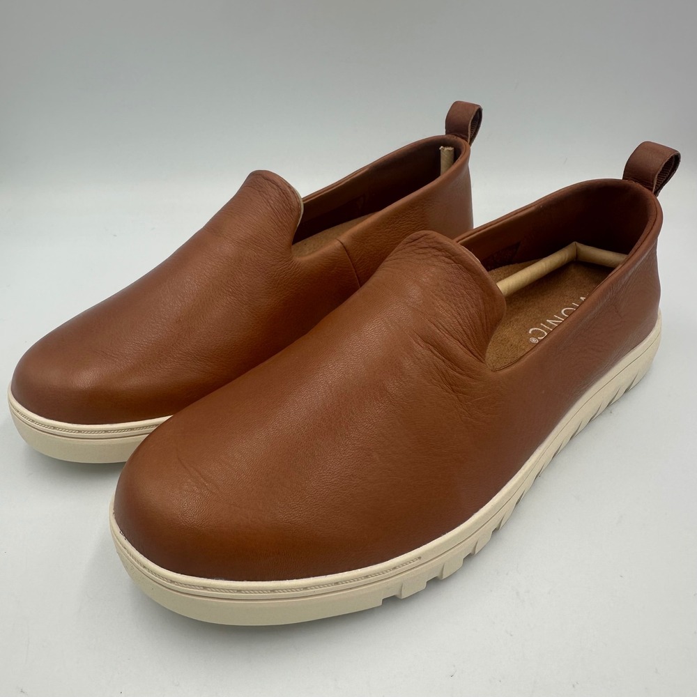 Vionic Uptown Willa Women 7.5 Wide Tan Leather Slip On Loafer NIB Casual Comfort